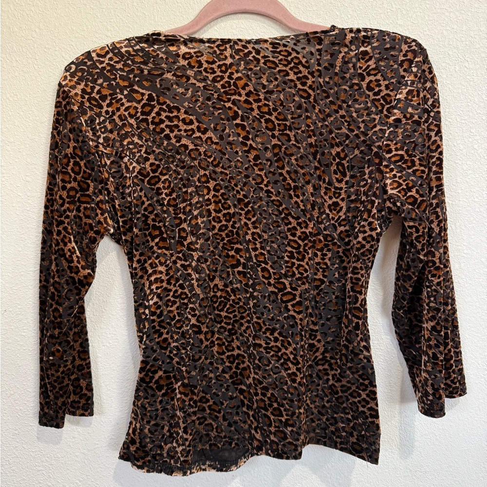 MSK Leopard Print Crossover Blouse Size Medium Petite - Picture 3 of 6